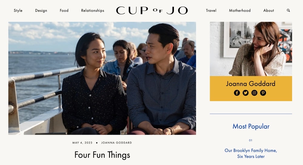 A Cup of Jo website screenshot