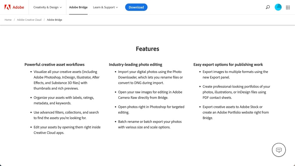 Adobe Bridge features