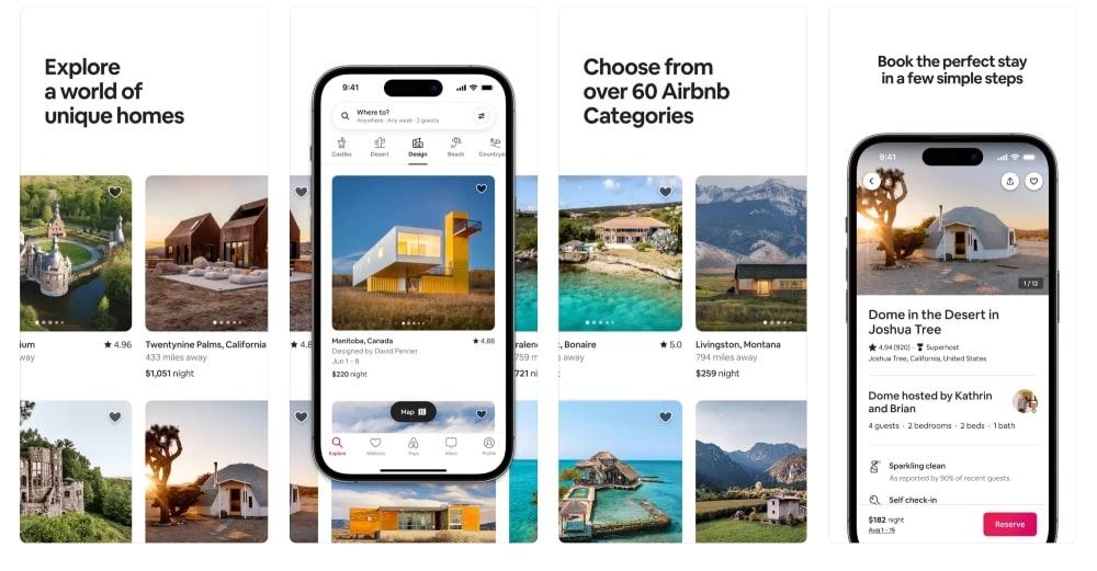 Airbnb app store screenshot