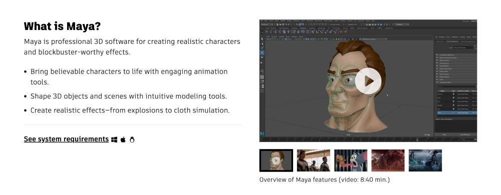 AutoDesk Maya features