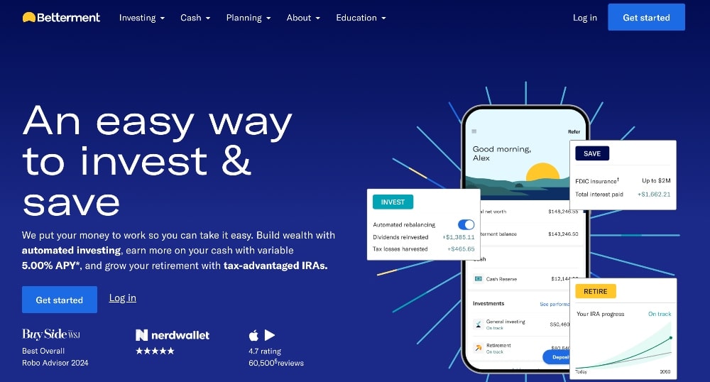 Betterment homepage screenshot