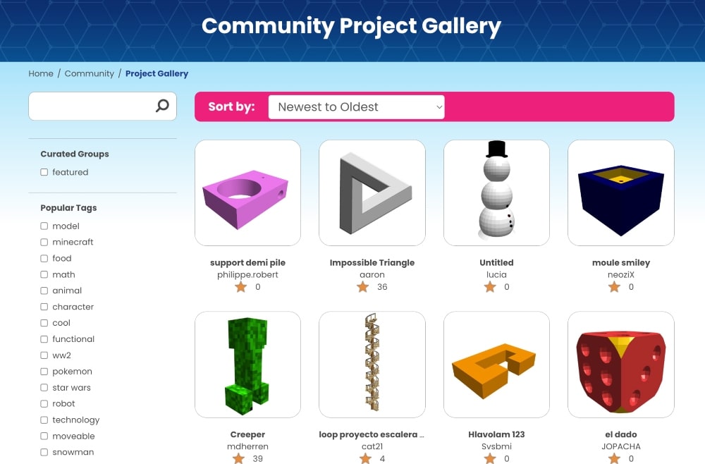 BlocksCAD community projects