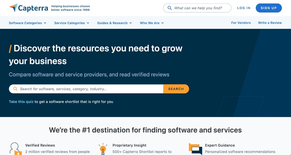 screenshot of Capterra website