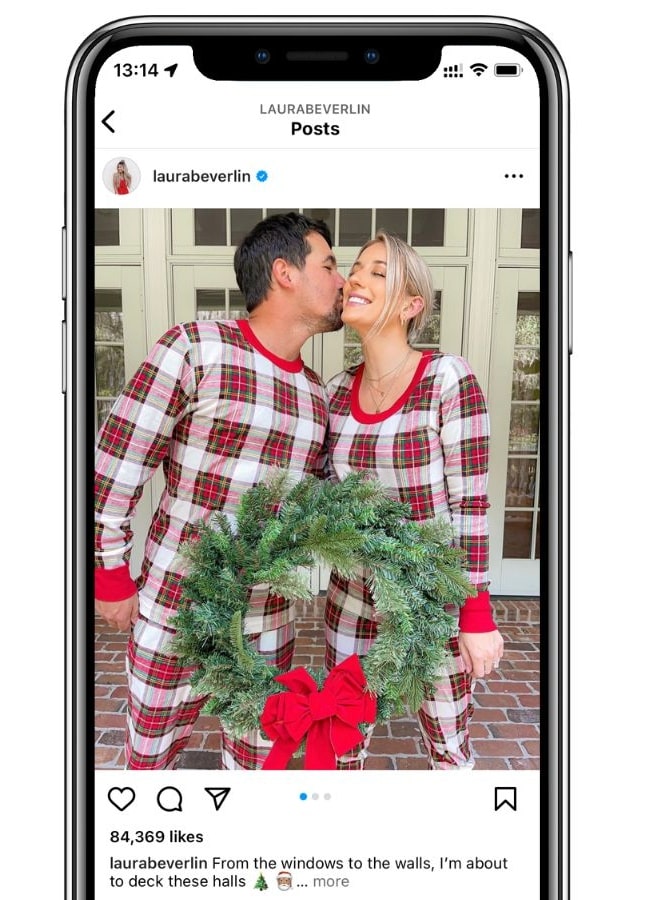 screenshot of Christmas Instagram caption