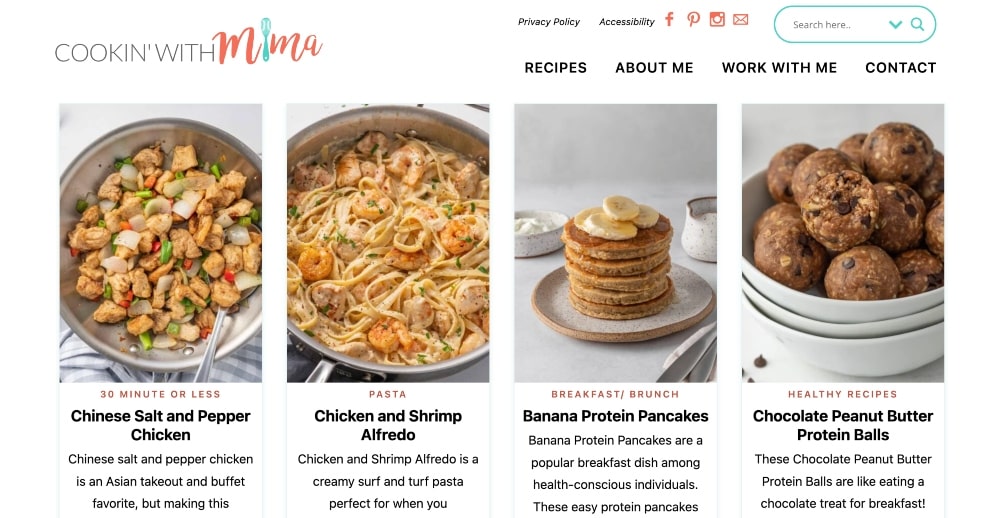 Cookin with Mima blog screenshot