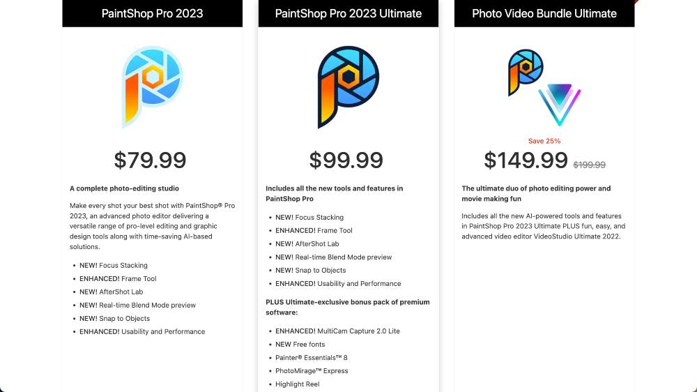 Corel PaintShop Pro Pricing Plans