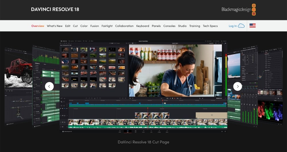 DaVinci Resolve 18 user interface