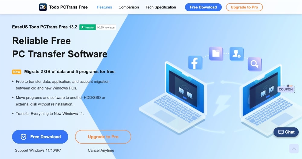 EaseUS Todo PCTrans website