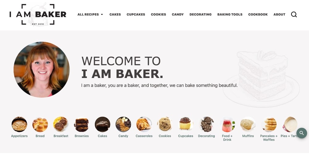 I Am Baker homepage screenshot