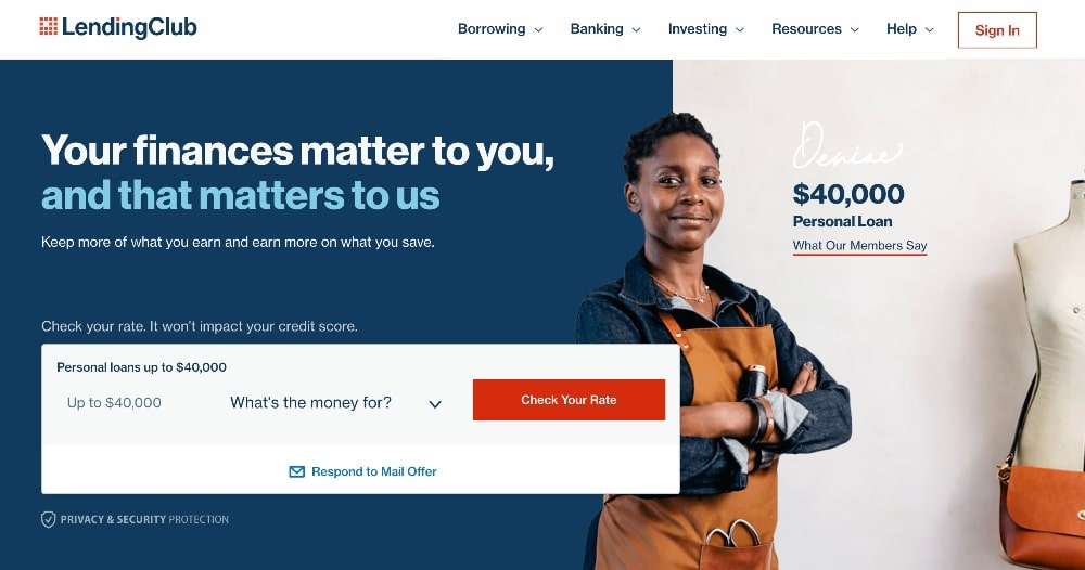 LendingClub homepage screenshot