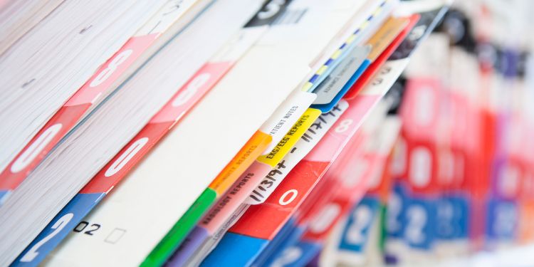 medical records sitting on a shelf