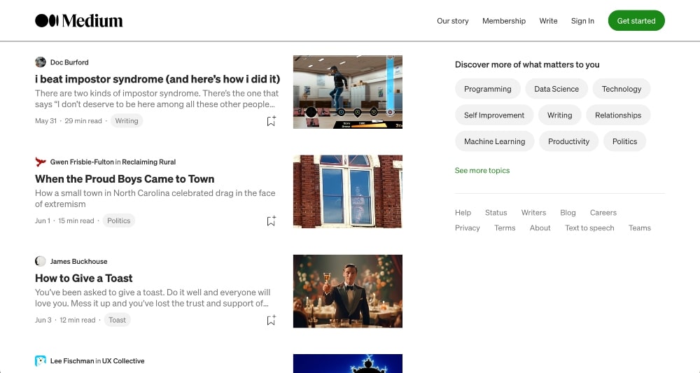 screenshot of Medium blog content