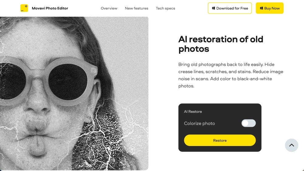 Movavi restore photo feature