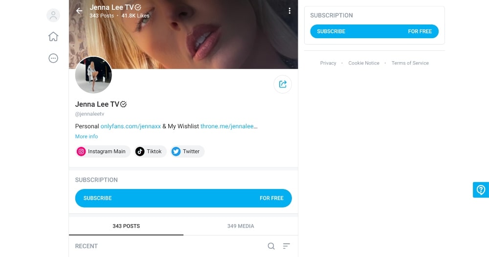 screenshot of OnlyFans user profile example