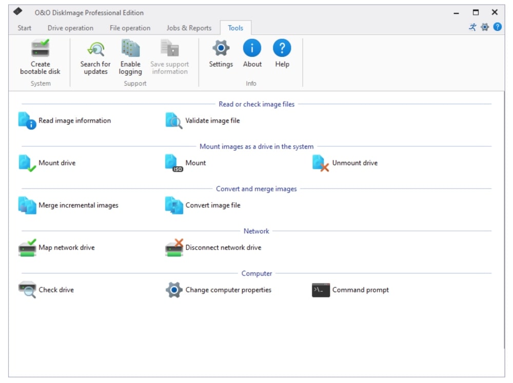 O&O DiskImage user interface