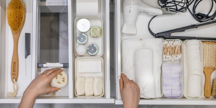 top view of an organized drawer