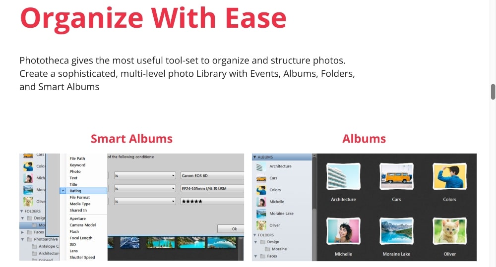 Phototheca photo organization features