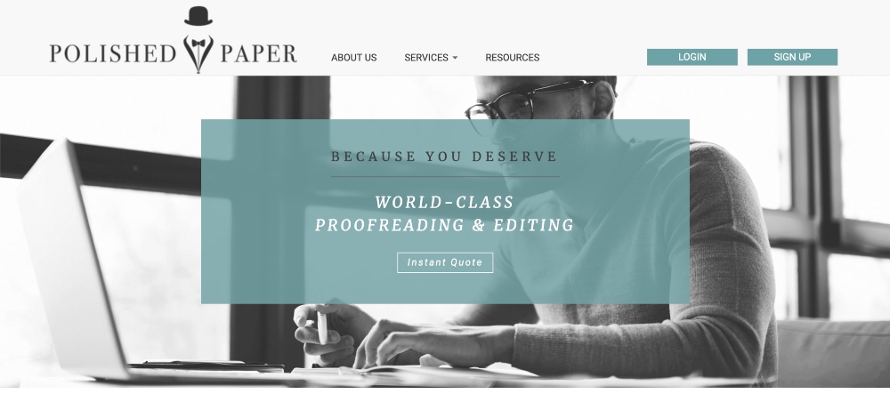 screenshot of Polished Paper website