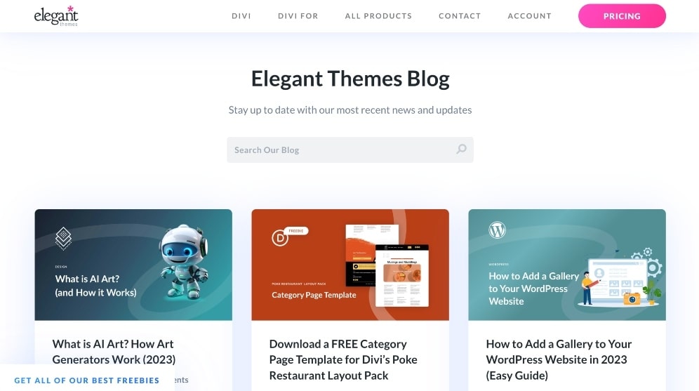 screenshot of the Elegant Themes blog