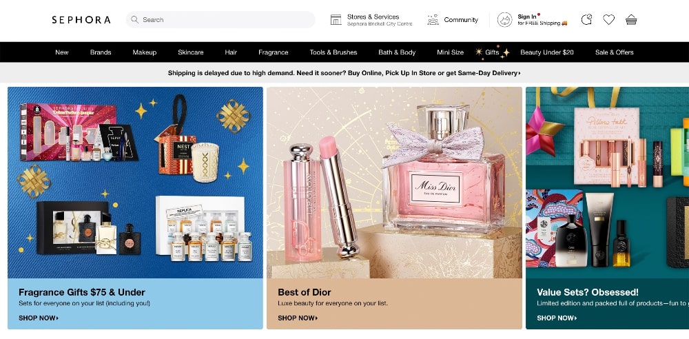 sephora homepage screenshot