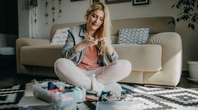 woman crafting as a side hustle