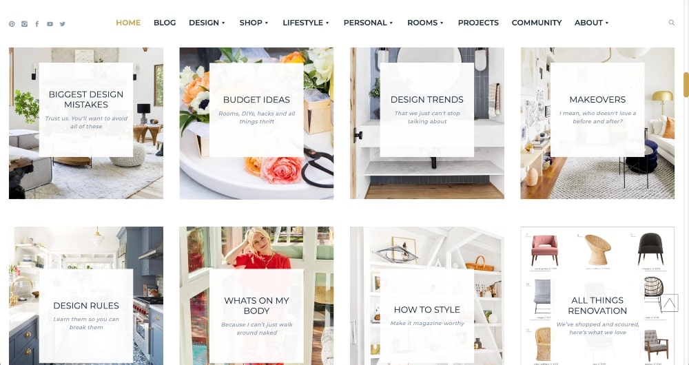 Style by Emily Henderson blog categories screenshot