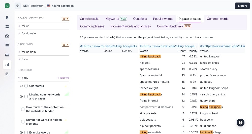 Surfer SERP Analyzer 3