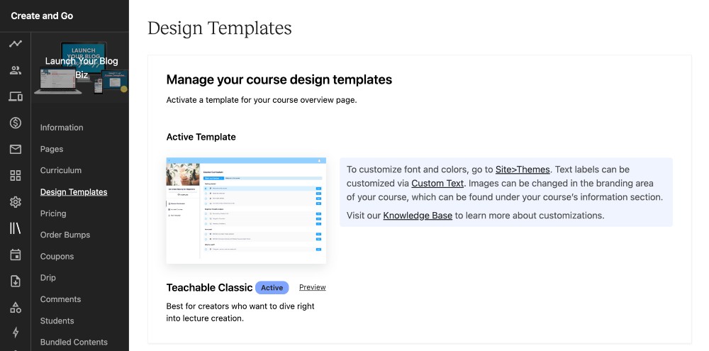 Teachable design templates