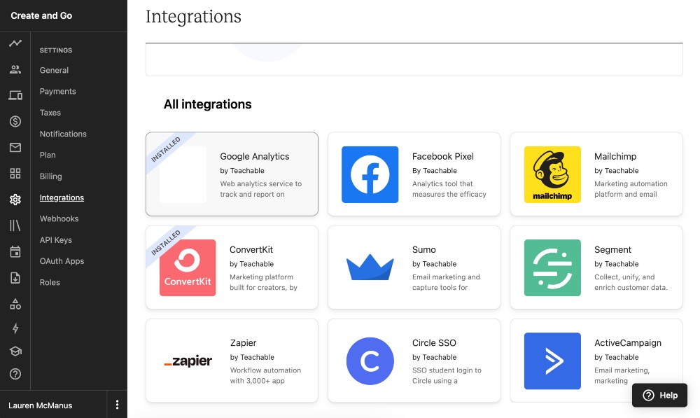 Teachable integrations