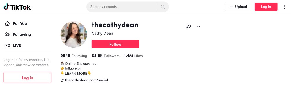 the cathy dean tiktok profile