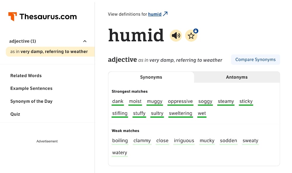 thesaurus sensory language example