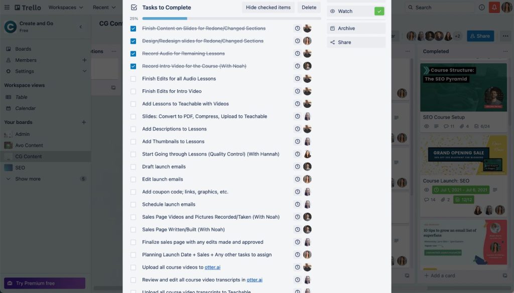 trello team management tasks