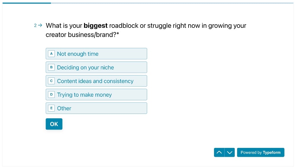 Typeform survey example