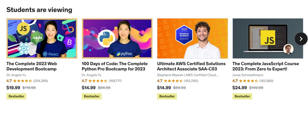 Udemy popular courses