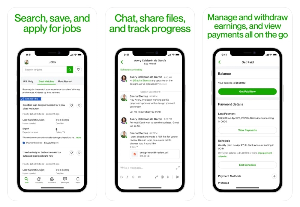 Upwork app store screenshot