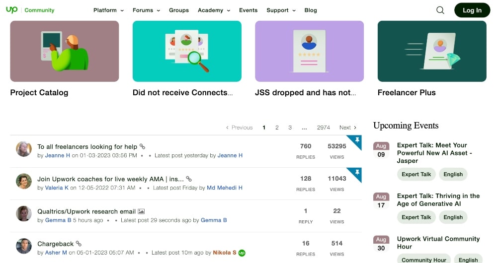 Upwork community screenshot