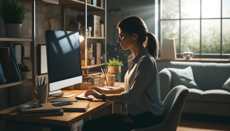 woman typing resignation letter