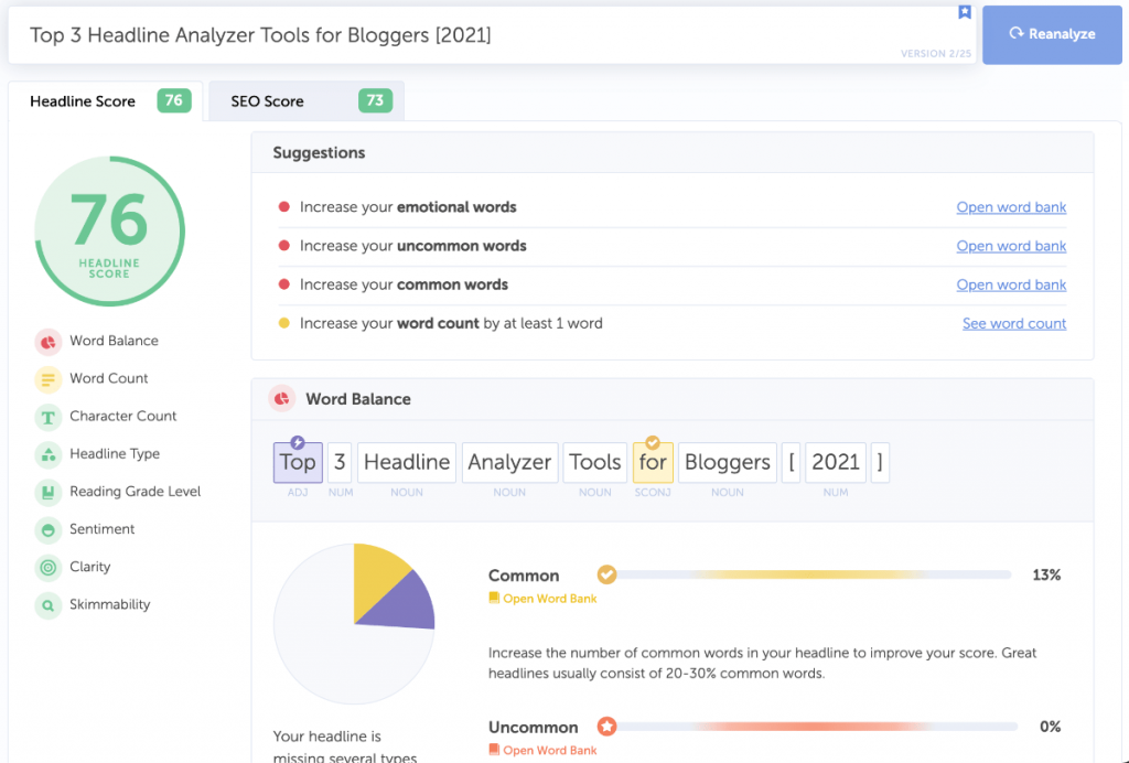  coschedule analyzer tool screenshot