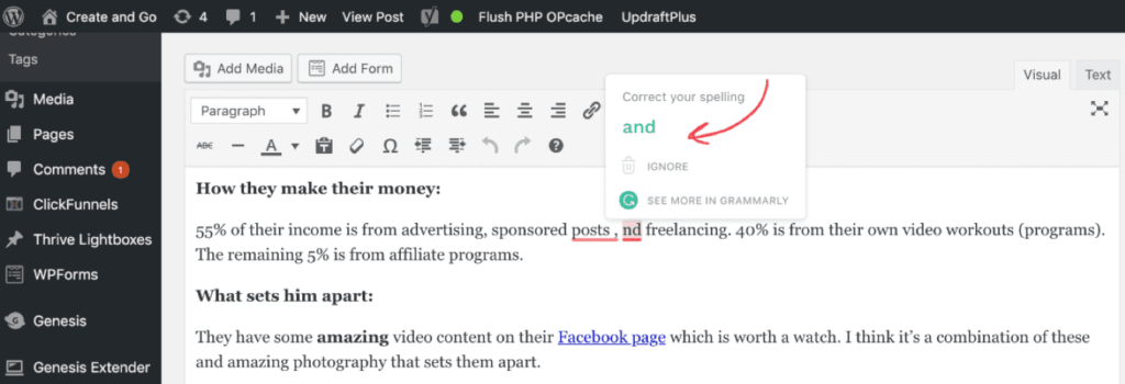 Grammarly blog correction tool