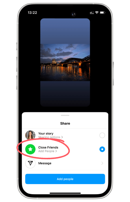 Instagram upload stories to close friends