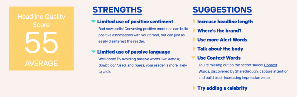 sharethrough headline analyzer tool screenshot